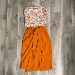 Zara Orange Skirt/floral tank